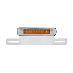 UPS2007LED-A-Chrome License Plate Light & Bracket With Amber LED Auxiliary Light - Amber LED/Amber Lens