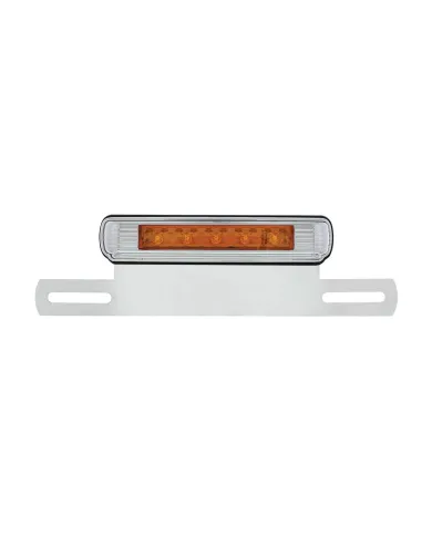 UPS2007LED-A-Chrome License Plate Light & Bracket With Amber LED Auxiliary Light - Amber LED/Amber Lens