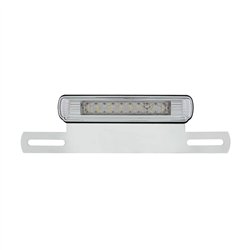 UPS2007LED-W-Chrome License Plate Light & Bracket With White LED Backup Light - White LED/Clears Lens
