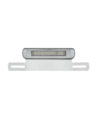 UPS2007LED-W-Chrome License Plate Light & Bracket With White LED Backup Light - White LED/Clears Lens