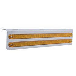 UP20776-12-3/4" Stainless Light Bracket With 2X 14 LED 12" Light Bars - Amber LED/Amber Lens