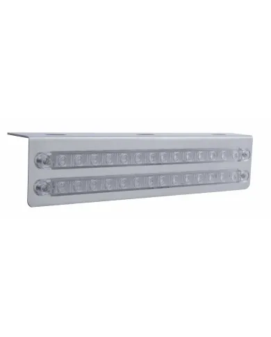 UP20779-12-3/4" Stainless Light Bracket With 2X 14 LED 12" Light Bars - Red LED/Clear Lens