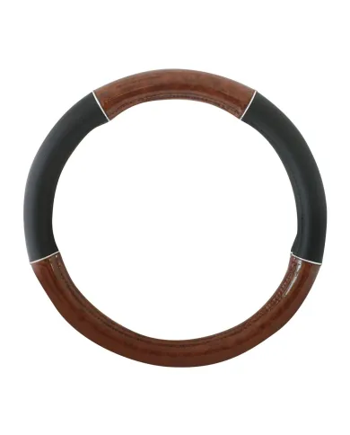 GG54023 - 20" DELUXE STEERING WHEEL CVR BLACK W/ DARK WOOD & CR TRIM