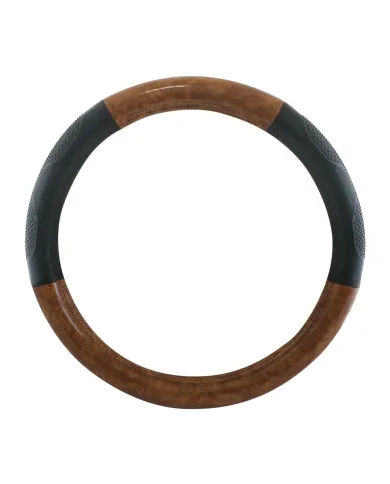 GG54024 - 20" DELUXE STEERING WHEEL CVR BLK W/ DARK WOOD & HAND GRIPS