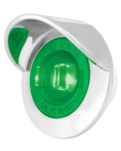 GG75256 - 1" MINI GREEN/GREEN 1LED LIGHT W/CR. PL. BEZEL & VISOR