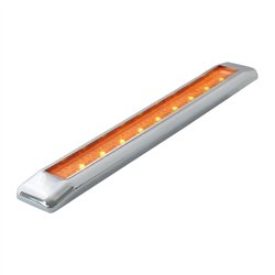 GG76060 - 8-1/4" ULTRA THIN AMBER/AMBER 9LED LIGHT BAR W/CR. PL. BEZEL