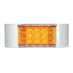 GG76214 - RECT. WIDE ANGLE SPYDER AMBER/ AMBER LED LIGHT W/CR. BEZEL