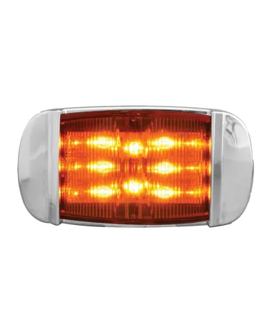 GG76254 - RECT. AMBER/AMBER WIDE ANGLE 14LED MARKER LIGHT W/CR. BEZEL