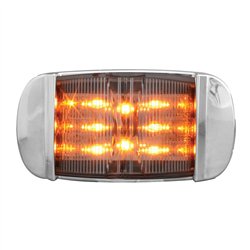 GG76255 - RECT. AMBER/CLEAR WIDE ANGLE 14LED MARKER LIGHT W/CR. BEZEL
