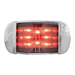 GG76257 - RECT. RED/CLEAR WIDE ANGLE 14LED MARKER LIGHT W/CR. BEZEL