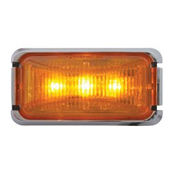 GG87630 - SMALL RECT. AMBER LED LIGHT W/ CR. RIM & PIGTAIL