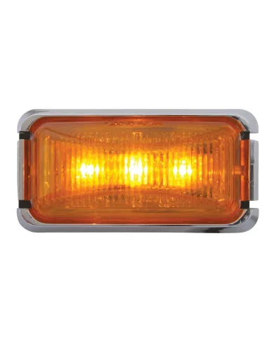 GG87630 - SMALL RECT. AMBER LED LIGHT W/ CR. RIM & PIGTAIL