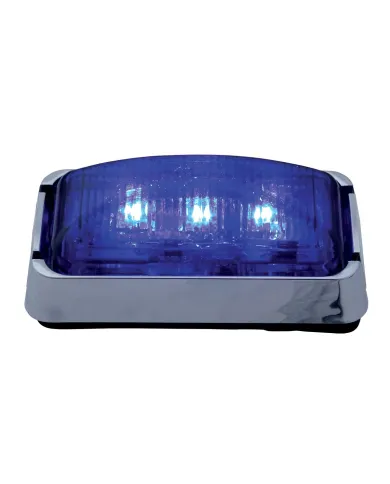 GG87637 - SMALL RECT. BLUE LED LIGHT W/ CR. RIM & PIGTAIL