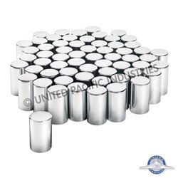 UP10013CB-33mm x 3-1/2" Chrome Plastic Cylinder Nut Covers - Thread-On (Color Box of 60)
