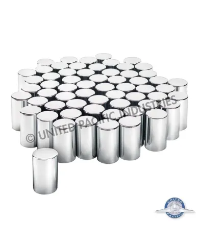 UP10013CB-33mm x 3-1/2" Chrome Plastic Cylinder Nut Covers - Thread-On (Color Box of 60)