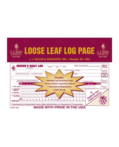 GG99904 - DRIVER DAILY LOG W DETAIL DVIR LOOSE LEAF FORMAT A 2-PLY W/