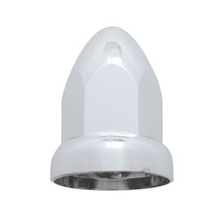 UP10049B-33mm X 2-3/4" Chrome Plastic Bullet Nut Cover With Flange - Push-On (Bulk)
