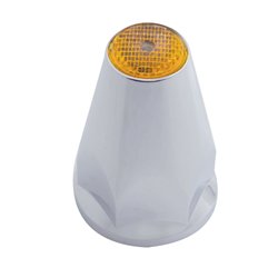 UP10070-33mm X 2-3/4" Chrome Plastic Nut Covers With Flange - Push-On -Amber Reflector (Color Box of 20)