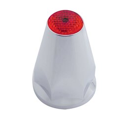 UP10071-33mm X 2-3/4" Chrome Plastic Nut Covers With Flange - Push-On -Red Reflector (20-Pack)