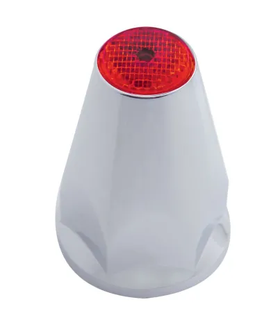 UP10071-33mm X 2-3/4" Chrome Plastic Nut Covers With Flange - Push-On -Red Reflector (20-Pack)