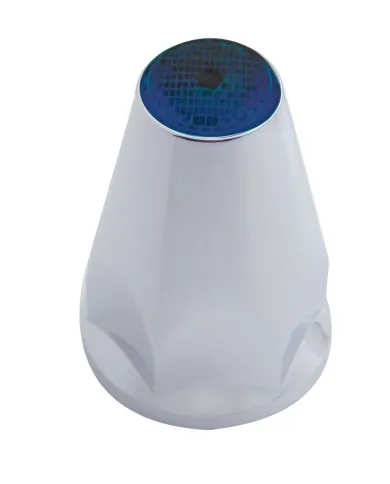 UP10073-33mm X 2-3/4" Chrome Plastic Nut Covers With Flange - Push-On -Blue Reflector (Color Box of 20)