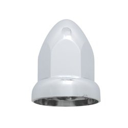 UP10075B-33mm X 2-3/8" Chrome Plastic Bullet Nut Cover With Flange - Push-On (Bulk)