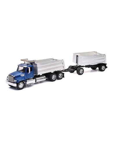 Freightliner 114SD Flatbed Truck with Crane Red with Accessories Long Haul Trucker Series 1/32 Diecast Model by New Ray