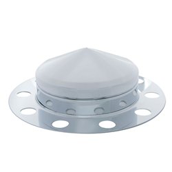 UP10126-Chrome Pointed Front Axle Cover 3PC Kit For 33mm Nut Cover - Steel/Aluminum Wheel (10 Hole)
