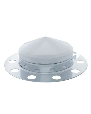 UP10126-Chrome Pointed Front Axle Cover 3PC Kit For 33mm Nut Cover - Steel/Aluminum Wheel (10 Hole)