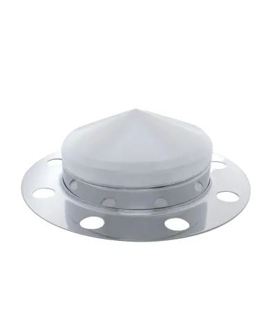 UP10137-Chrome Pointed Front Axle Cover 3PC Kit For 33mm Nut Cover - Steel/Aluminum Wheel (8 Hole)