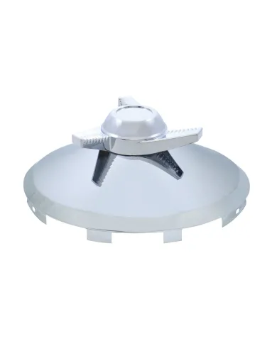UP10161-Universal Chrome Front Hubcap With 3 Bar Left Swing Spinner - 7/16" Lip