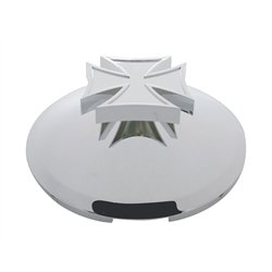 UP10174-5 Even Notched Chrome Front Hubcap With Iron Cross Spinner - 1" Lip