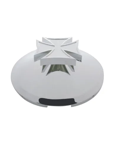 UP10174-5 Even Notched Chrome Front Hubcap With Iron Cross Spinner - 1" Lip