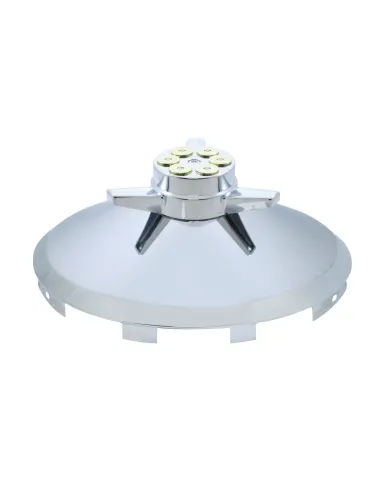 UP10177-Universal Chrome Front Hubcap With Gun Cylinder Spinner - 7/16" Lip