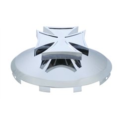 UP10178-Universal Chrome Front Hubcap With Iron Cross Spinner - 7/16" Lip