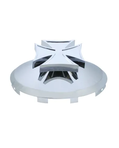 UP10178-Universal Chrome Front Hubcap With Iron Cross Spinner - 7/16" Lip