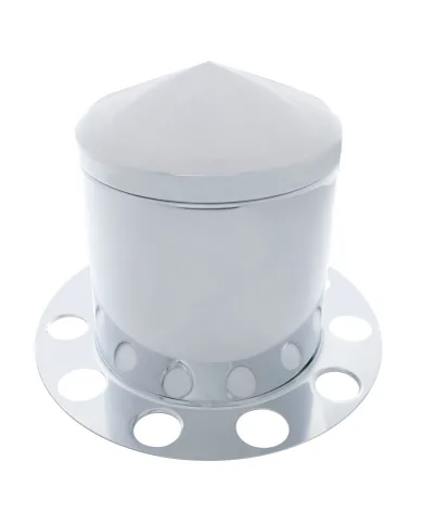 UP10225-Chrome Pointed Rear Axle Cover 3PC Kit For 1-1/2" Nut Cover - Aluminum Wheel