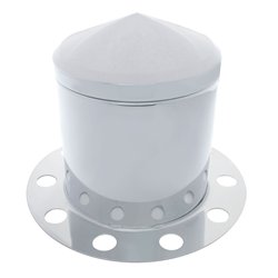 UP10226-Chrome Pointed Rear Axle Cover 3PC Kit For 33mm Nut Cover - Steel/Aluminum Wheel (10 Hole)
