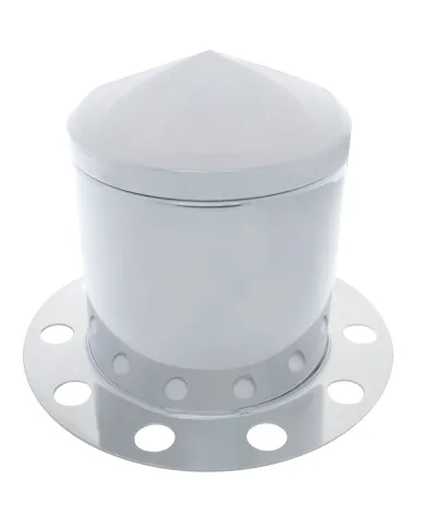 UP10226-Chrome Pointed Rear Axle Cover 3PC Kit For 33mm Nut Cover - Steel/Aluminum Wheel (10 Hole)