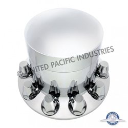 UP10239-Chrome Plastic Extra Tall Rear Axle Cover With 33mm Thread-On Nut Covers