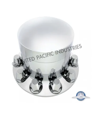 UP10239-Chrome Plastic Extra Tall Rear Axle Cover With 33mm Thread-On Nut Covers