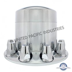 UP10239-Chrome Plastic Extra Tall Rear Axle Cover With 33mm Thread-On Nut Covers