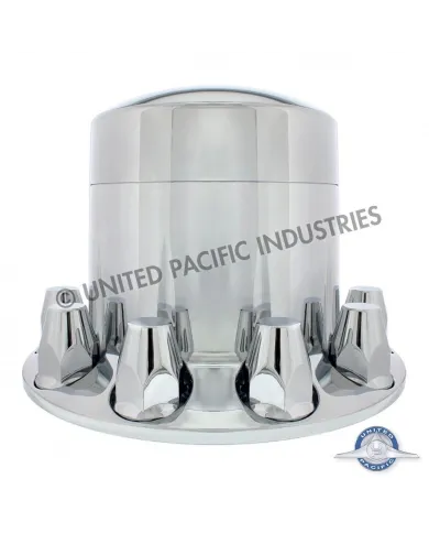 UP10239-Chrome Plastic Extra Tall Rear Axle Cover With 33mm Thread-On Nut Covers