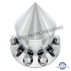 UP10249-Spike Rear Axle Cover  With 33mm Flat Top Thread-On Nut Covers - Chrome