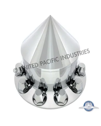 UP10249-Spike Rear Axle Cover  With 33mm Flat Top Thread-On Nut Covers - Chrome