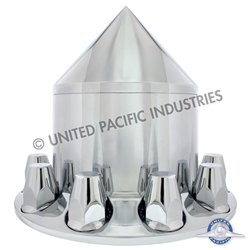 UP10249-Spike Rear Axle Cover  With 33mm Flat Top Thread-On Nut Covers - Chrome