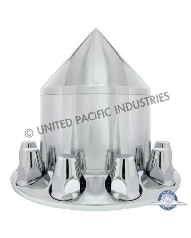 UP10249-Spike Rear Axle Cover  With 33mm Flat Top Thread-On Nut Covers - Chrome