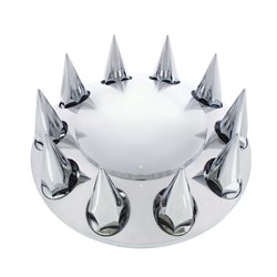 UP10252-Dome Front Axle Cover With 33mm Spike Thread-On Nut Covers - Chrome