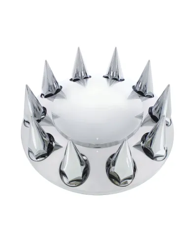 UP10252-Dome Front Axle Cover With 33mm Spike Thread-On Nut Covers - Chrome