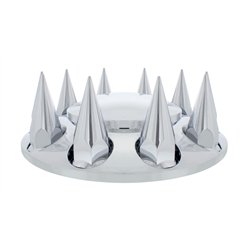 UP10252-Dome Front Axle Cover With 33mm Spike Thread-On Nut Covers - Chrome